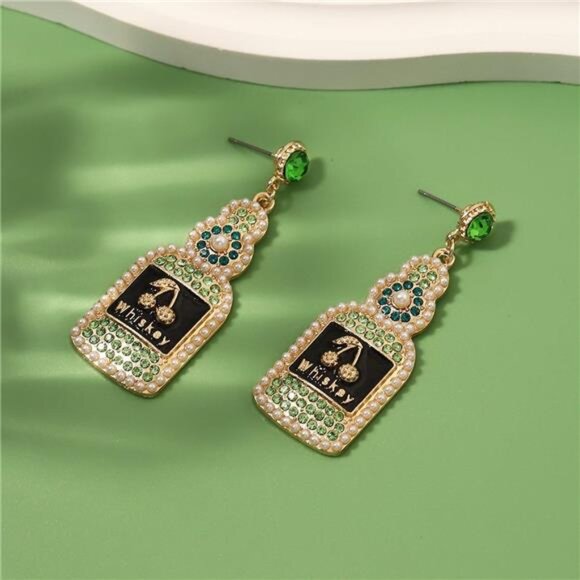 Whiskey Bottle Dangle Earrings - Picture 3 of 4